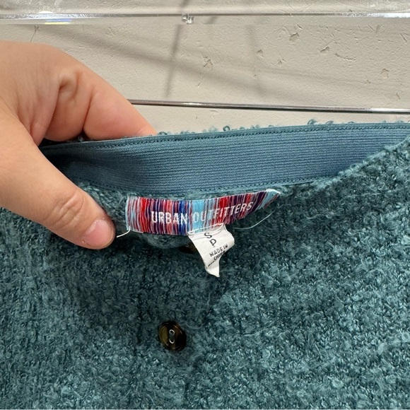 Urban Outfitters Aster Fuzzy Knit Mini Skirt Button Front Dark Teal Small - Picture 3 of 5